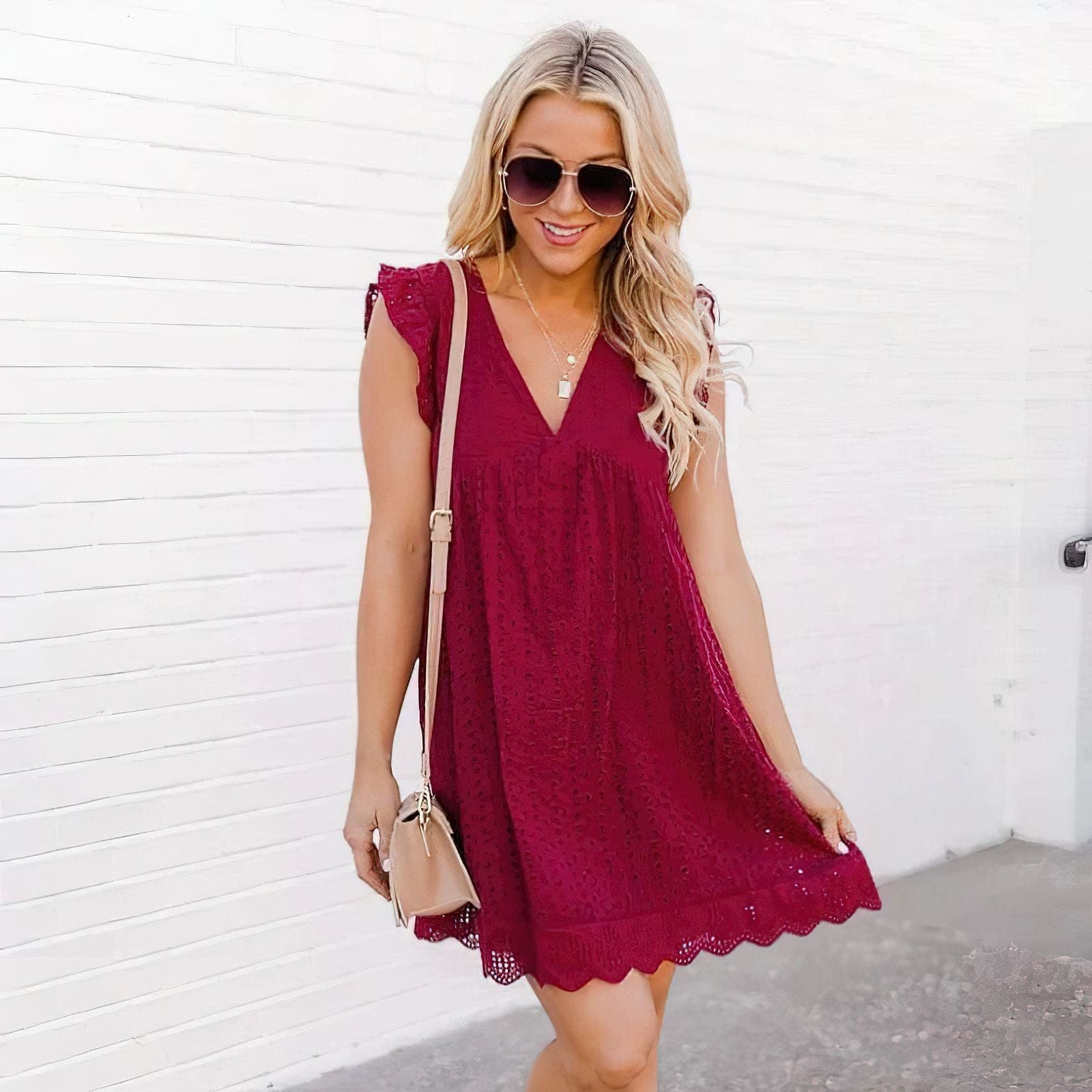 2-in-1 cotton summer dress — Red